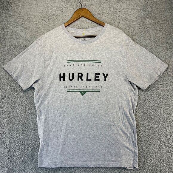 Hurley Shirt Men's Extra Large XL Gray Graphic Short Sleeve Surf Skate Crewneck - Picture 1 of 10